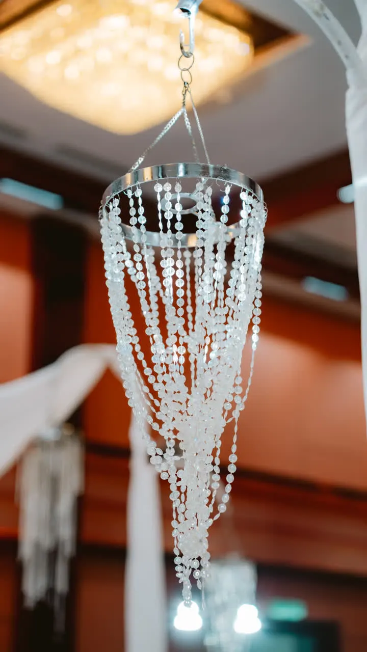 Crystal hanging decor detail inside the hall
